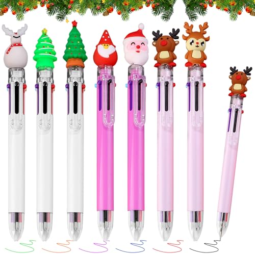 Seasboes Weihnachten Kugelschreiber, 7 Stück Weihnachts-Cartoon-Gel-Tintenroller, Einziehbare Kugelschreiber, Weihnachtskugelschreiber, Mehrfarbig Gelschreiber Weihnachten für Kinder Schulbedarf von Seasboes