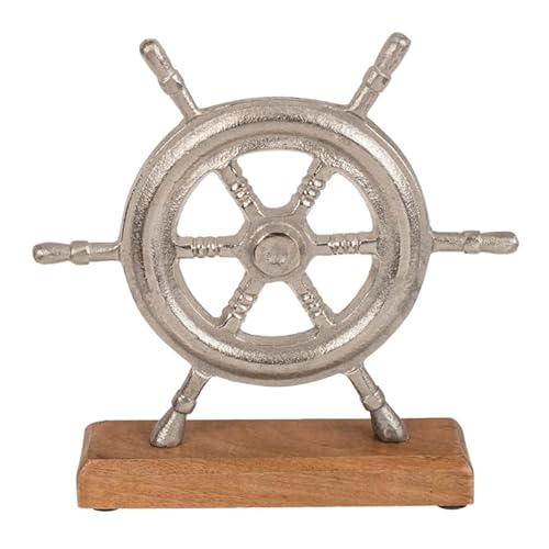 Seaside No.64 - maritimer Dekoaufsteller Schiffs-Steuerrad aus Aluminium auf Mangoholz-Sockel - Zeitlose, nautische Wohndekoration zum Hinstellen und Dekorieren auf Kommode, Sideboard, Fensterbank Seaside No.64 - maritimer Dekoaufsteller Schiffs-Steuerrad aus Aluminium auf Mangoholz-Sockel - Zeitlose, nautische Wohndekoration zum Hinstellen und Dekorieren auf Kommode, Sideboard, Fensterbank von Seaside No.64