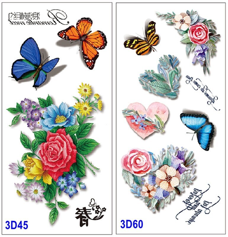 3D Bunte Schmetterling Blume Herz Vögel Dornig Rose Lotus Sonnenblume Körper Taille Arm Hals Temporäre Kunst Tattoos 3Dseries 3D Bunte Schmetterling Blume Herz Vögel Dornig Rose Lotus Sonnenblume Körper Taille Arm Hals Temporäre Kunst Tattoos 3Dseries von SeasonSticker