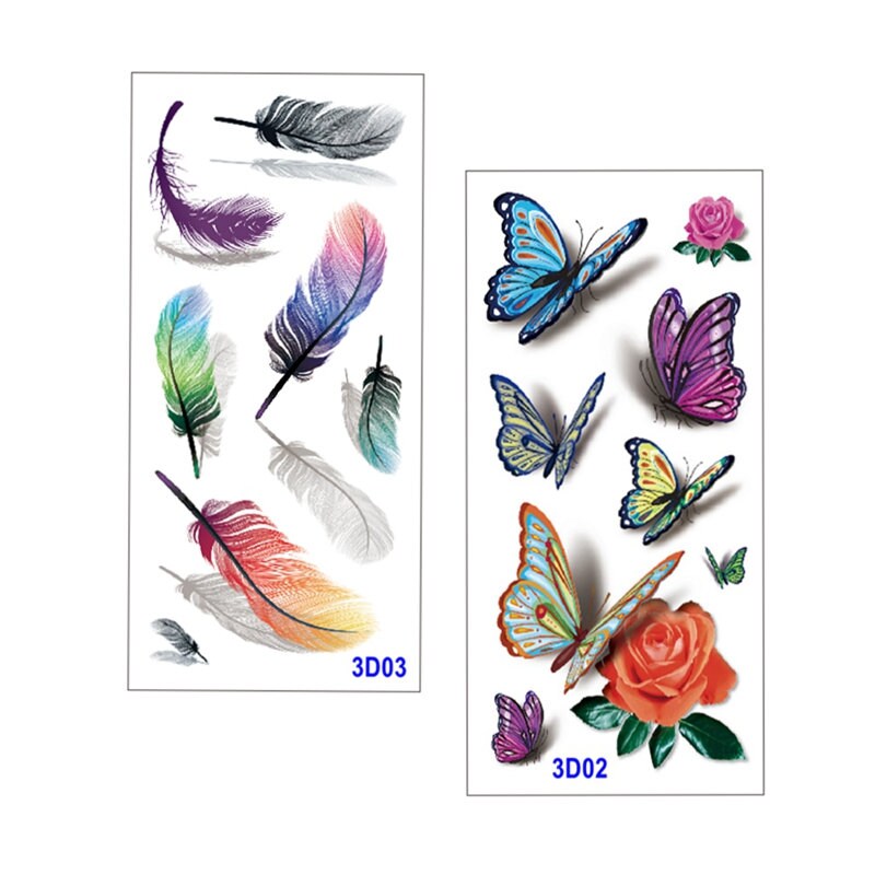 3D Schmetterling Blume Feder Sonnenblume Daisy Körper Taille Arm Hals Temporäre Kunst Tattoos 3Dseries 3D Schmetterling Blume Feder Sonnenblume Daisy Körper Taille Arm Hals Temporäre Kunst Tattoos 3Dseries von SeasonSticker