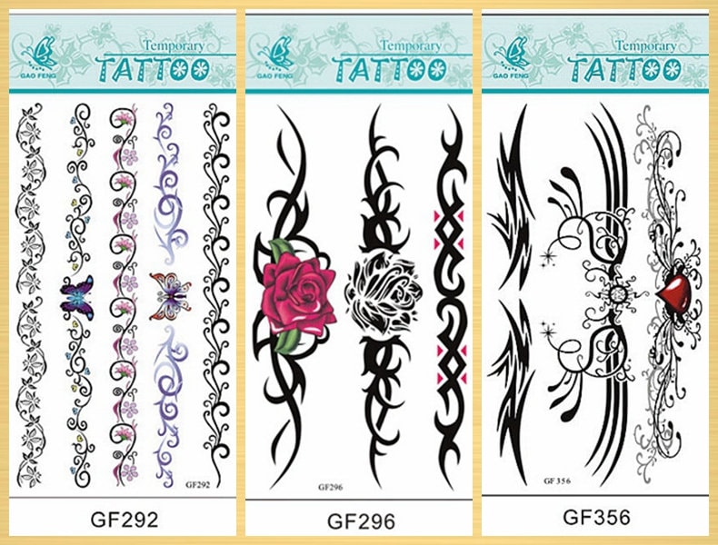 Lange Kette Rose Schmetterling Herz Streifen Spitze Arm & Bein Temporäre Körper Tattoo Gfseries Lange Kette Rose Schmetterling Herz Streifen Spitze Arm & Bein Temporäre Körper Tattoo Gfseries von SeasonSticker