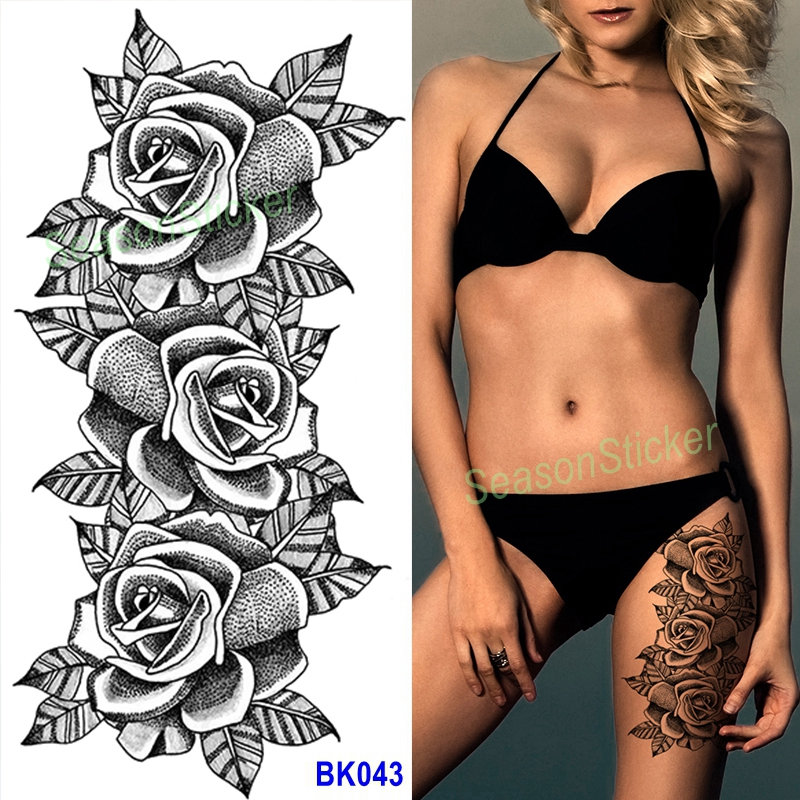 Schwarze Skizze Rose Daisy Sonnenblume Blume Blatt Körper Taille Arm Hals Temporäre Tattoos Bkseries Schwarze Skizze Rose Daisy Sonnenblume Blume Blatt Körper Taille Arm Hals Temporäre Tattoos Bkseries von SeasonSticker