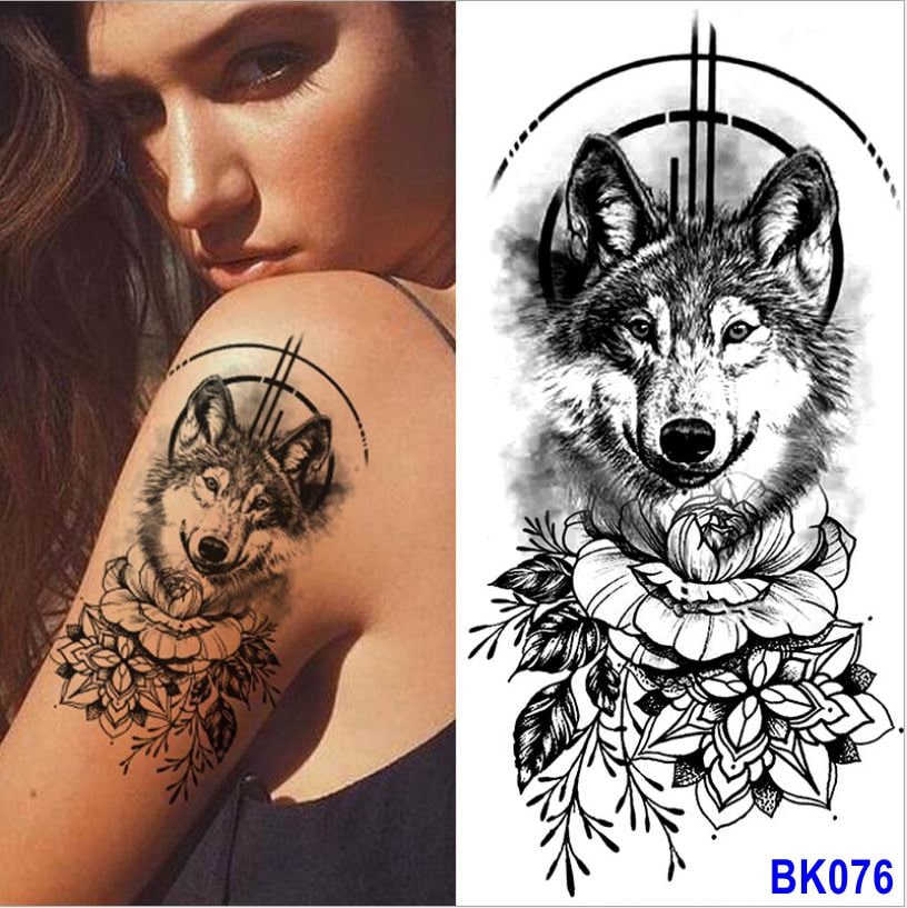 Wolf Schlange Schmetterling Tattoo Rose Schwarz Skizze Blume Abstrakte Streifen Mond Sterne Körper Taille Arm Hals Temporäre Kunst Tattoos Bkseries Wolf Schlange Schmetterling Tattoo Rose Schwarz Skizze Blume Abstrakte Streifen Mond Sterne Körper Taille Arm Hals Temporäre Kunst Tattoos Bkseries von SeasonSticker