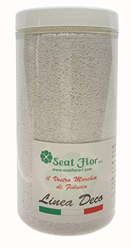 Seat Flor srl® Sabbia colorata, sabbia per decorazioni, sabbia per wedding, sabbia mis. 0.3/0.7 mm. in barattolo da 750 gr. (25 colori disponibili) (Weiß) von Seat Flor