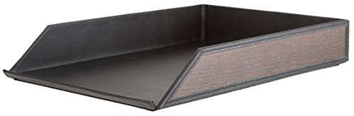 Sebastian Sturm Ablagefach HENRY | Echtes Holz und Leder in Schwarz | Ablagebox Briefablage Papierablage von Sebastian Sturm