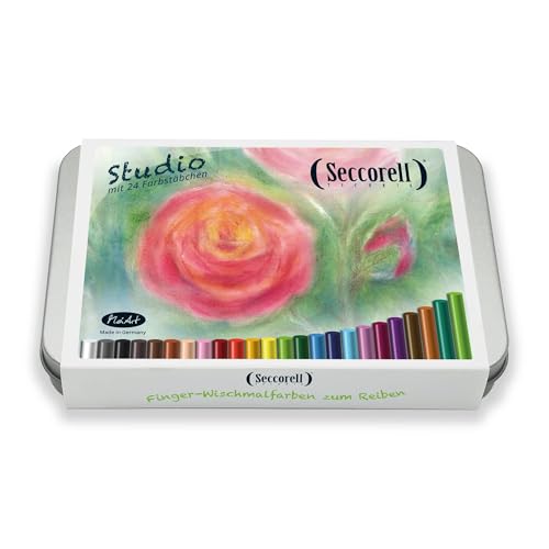 Seccorell Studio Metallbox – 24 Farbstäbchen, 2 Reibeblöcke, Filztasche, Reinigungsbürsten & Radierminenhalter - Finger-Wischmaltechnik zwischen Aquarell und Pastell – für Schule & Zuhause Seccorell Studio Metallbox – 24 Farbstäbchen, 2 Reibeblöcke, Filztasche, Reinigungsbürsten & Radierminenhalter - Finger-Wischmaltechnik zwischen Aquarell und Pastell – für Schule & Zuhause von Seccorell