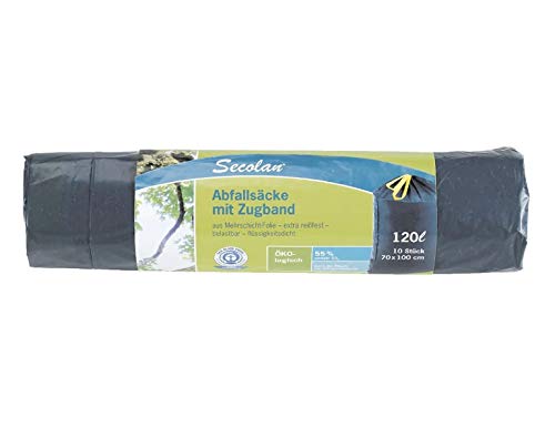 Secolan Abfallsack, mit Zugband, blau/schwarz, 120 Liter, Sie erhalten 1 Packung, Packungsinhalt: 10 Säcke Secolan Abfallsack, mit Zugband, blau/schwarz, 120 Liter, Sie erhalten 1 Packung, Packungsinhalt: 10 Säcke von Secolan