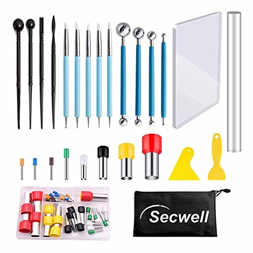 Secwell 58 Stück Polymer Clay Tools Modellierwerkzeug Set Sculpting Werkzeug Kit für DIY-Tonkeramikhandwerk für Kunsthandwerk Skulptur Profis und Anfänger von Secwell