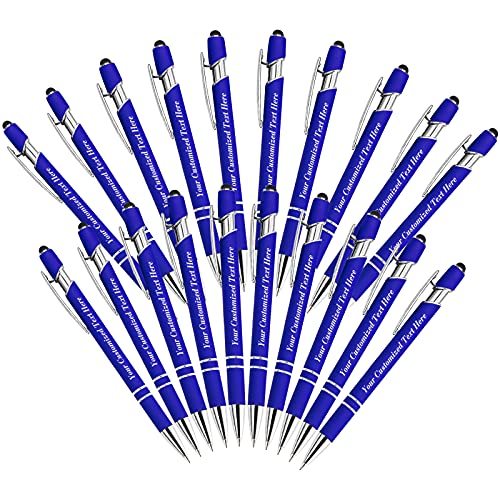 SeeWeLove 20 Stück Personalisierte Stifte in großen Mengen mit Stylus-Spitze - Individueller Druck mit Namen 0,5 mm Soft Touch Medium Kugelschreiber-freie Personalisierung Schwarze Tinte von SeeWeLove