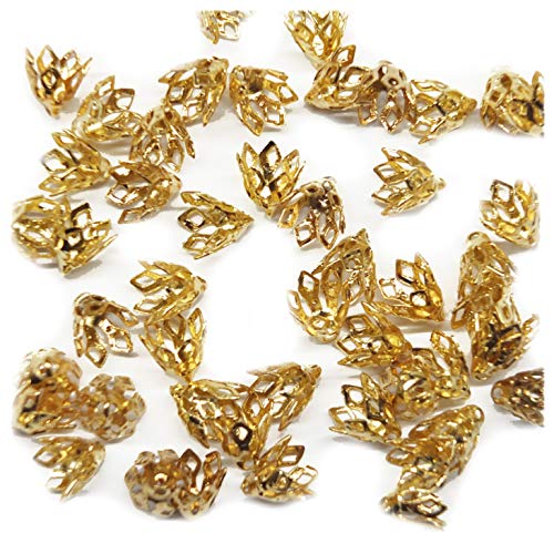 Filigrane Glockenkappen, biegsame Zinken, Schlaufe zum Aufhängen, vergoldet, 100 Stück, 7 mm von SeedBeadExplosion