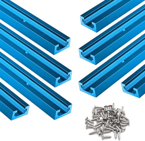 SeekLiny T-Schienen für Holzbearbeitung, Aluminium, 30,5 cm, doppelt geschnittenes Profil, universell mit vorgebohrten Befestigungslöchern, Hellblau, 8 Stück von SeekLiny