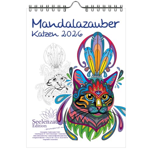 DIY Mandalazauber Katzen Ausmalkalender DIN A5 Kalender für 2026 Mandala Zeichnen Malen - Seelenzauber DIY Mandalazauber Katzen Ausmalkalender DIN A5 Kalender für 2026 Mandala Zeichnen Malen - Seelenzauber von Seelenzauber