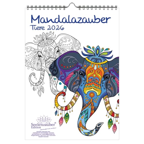 DIY Mandalazauber Tiere Ausmalkalender DIN A4 Kalender für 2026 Mandala Zeichnen Malen - Seelenzauber DIY Mandalazauber Tiere Ausmalkalender DIN A4 Kalender für 2026 Mandala Zeichnen Malen - Seelenzauber von Seelenzauber