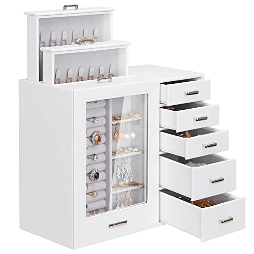 Seelux Schmuckkästchen in Weiß mit 8 Schubladen, Glasfenster für Halsketten, Ringe, Armbänder, Ohrringe Schmuckkoffer Schmuckschatull Schmuckkasten (Weiß) Seelux Schmuckkästchen in Weiß mit 8 Schubladen, Glasfenster für Halsketten, Ringe, Armbänder, Ohrringe Schmuckkoffer Schmuckschatull Schmuckkasten (Weiß) von Seelux