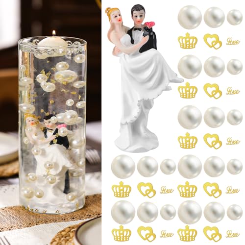 Seenelling 251-teiliges Hochzeitsdekorationsset beinhaltet Kunstharz, Brautpaar, Cupcake-Topper, 150 Gold, Hochzeitskonfetti, 100 Vasenfüller, Perlen, kein Loch, für Hochzeitstag, Brautparty, Seenelling 251-teiliges Hochzeitsdekorationsset beinhaltet Kunstharz, Brautpaar, Cupcake-Topper, 150 Gold, Hochzeitskonfetti, 100 Vasenfüller, Perlen, kein Loch, für Hochzeitstag, Brautparty, von Seenelling