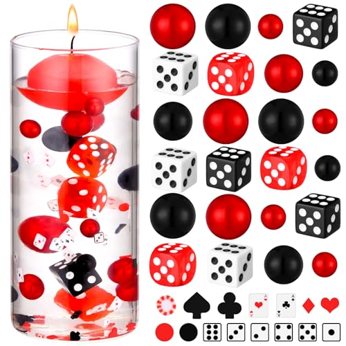 Seenelling 330-teiliges Casino-Vasenfüller-Set enthält 200 Mini-Spielkarten, 60 Würfel, 70 künstliche Perlen für Casino-Nacht, Hochzeit, Geburtstag, Babyparty, Brautparty, Party-Dekorationen von Seenelling