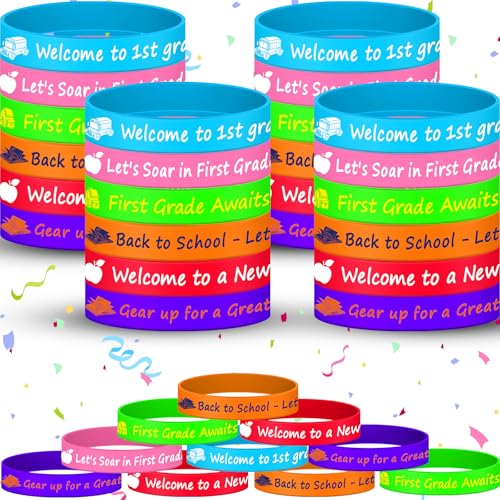 Seenelling Silikon-Armbänder für den ersten Tag der 1. Klasse, Geschenke für Studenten, Jungen, Mädchen, Kinder, Partyzubehör, 48 Stück Seenelling Silikon-Armbänder für den ersten Tag der 1. Klasse, Geschenke für Studenten, Jungen, Mädchen, Kinder, Partyzubehör, 48 Stück von Seenelling