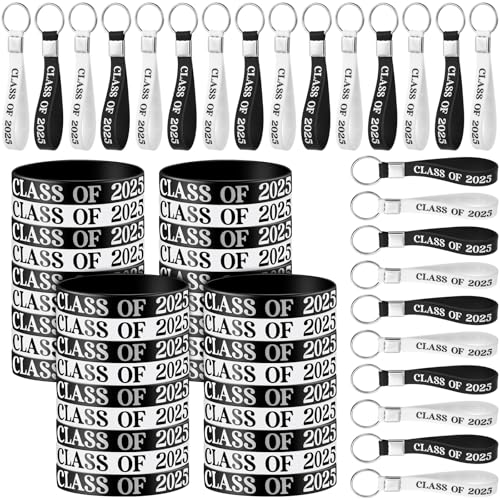 Seenelling Silikon-Armbänder und Schlüsselanhänger, Klasse 2025, Gummi-Armbänder, Schlüsselanhänger, Großpackung, Gastgeschenke für Partys, Schulveranstaltungen und dekoratives Zubehör (Schwarz, Seenelling Silikon-Armbänder und Schlüsselanhänger, Klasse 2025, Gummi-Armbänder, Schlüsselanhänger, Großpackung, Gastgeschenke für Partys, Schulveranstaltungen und dekoratives Zubehör (Schwarz, von Seenelling