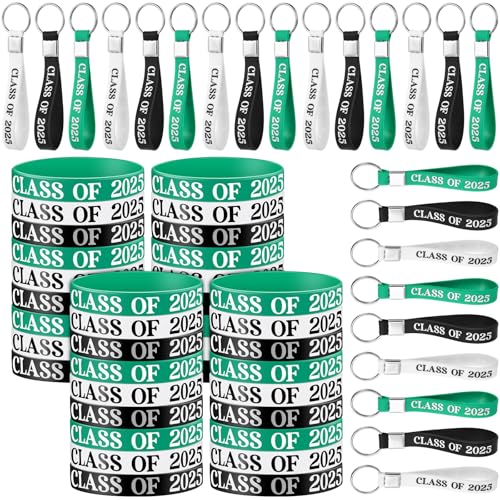 Seenelling Silikon-Armbänder und Schlüsselanhänger, Klasse 2025, Gummi-Armbänder, Schlüsselanhänger, Großpackung, Gastgeschenke für Partys, Schulveranstaltungen und dekoratives Zubehör (Schwarz, Weiß, Seenelling Silikon-Armbänder und Schlüsselanhänger, Klasse 2025, Gummi-Armbänder, Schlüsselanhänger, Großpackung, Gastgeschenke für Partys, Schulveranstaltungen und dekoratives Zubehör (Schwarz, Weiß, von Seenelling
