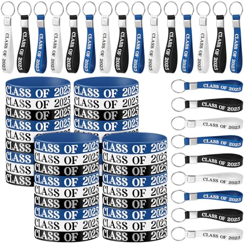 Seenelling Silikon-Armbänder und Schlüsselanhänger, Klasse 2025, Gummi-Armbänder, Schlüsselanhänger, Großpackung, Gastgeschenke für Partys, Schulveranstaltungen und dekoratives Zubehör (Schwarz, Weiß, Seenelling Silikon-Armbänder und Schlüsselanhänger, Klasse 2025, Gummi-Armbänder, Schlüsselanhänger, Großpackung, Gastgeschenke für Partys, Schulveranstaltungen und dekoratives Zubehör (Schwarz, Weiß, von Seenelling