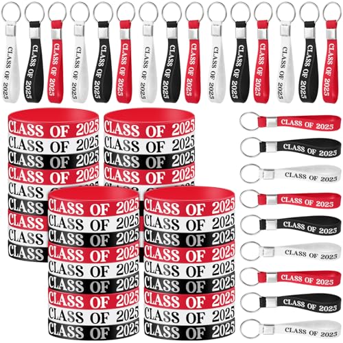 Seenelling Silikon-Armbänder und Schlüsselanhänger, Klasse 2025, Gummi-Armbänder, Schlüsselanhänger, Großpackung, Gastgeschenke für Partys, Schulveranstaltungen und dekoratives Zubehör (Schwarz, Weiß, Seenelling Silikon-Armbänder und Schlüsselanhänger, Klasse 2025, Gummi-Armbänder, Schlüsselanhänger, Großpackung, Gastgeschenke für Partys, Schulveranstaltungen und dekoratives Zubehör (Schwarz, Weiß, von Seenelling