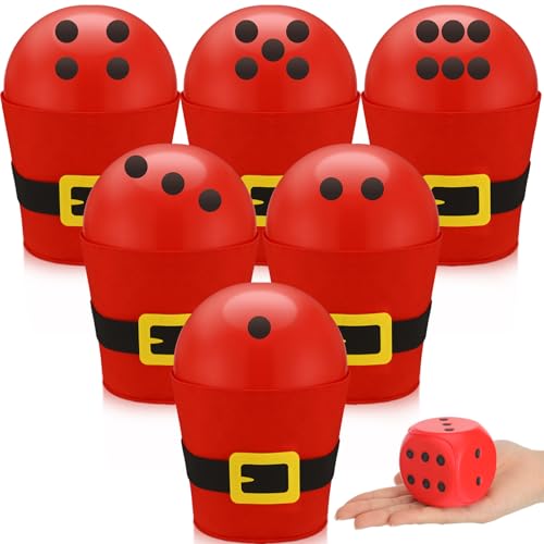 Seenelling Weihnachten Würfelrollspiel Set, 6 Rot Weihnachtsmann Gürtel Filz Runde Körbe 24 Würfel Zahlenballons und Rote Würfel für Familie Party Spiel Weihnachten Austausch Geschenk von Seenelling