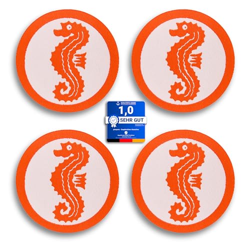 Seepferdchen® 4er Set offizielles Schwimmabzeichen zum Aufbügeln | Seepferdchen Abzeichen für Frühschwimmer | bügelbeschichtet | Made in Germany | von Seepferdchen