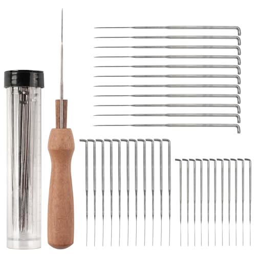 Filznadeln Set 35-teilig – 3 Größen Stanznadeln mit Holzgriff & Aufbewahrungsflasche, Premium Nadelfilz-Werkzeug für Anfänger, DIY Wolle & Handwerk von Seesaw