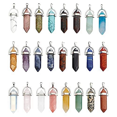 Sefdrert Heilkristall-Anhänger-Charm, Heilkristall-Anhänger für Frauen, Natürlicher Chakra-Quarzstein-Charm, Sechseckiger Edelstein, Großpackung von Sefdrert