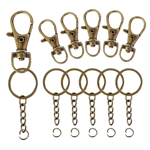 Schlüsselband-Karabinerhaken und Schlüsselringe mit Kette und Biegeringe für Schlüsselanhänger, Schlüsselband, DIY, Schmuck, Handwerk, Zubehör, Bronze, 50 drehbare Karabinerhaken + 50 flache Schlüsselband-Karabinerhaken und Schlüsselringe mit Kette und Biegeringe für Schlüsselanhänger, Schlüsselband, DIY, Schmuck, Handwerk, Zubehör, Bronze, 50 drehbare Karabinerhaken + 50 flache von Segauin