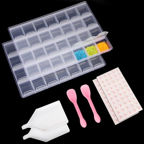 Segbeauty Diamond Painting Aufbewahrungsbox, 2 Stück 28 Fächer Diamond Painting Zubehör Boxen, Sortierboxen für Kleinteile mit Unabhängigem Deckel, für Saatgut, Schmuck, DIY Kunst (Weiß) von Segbeauty