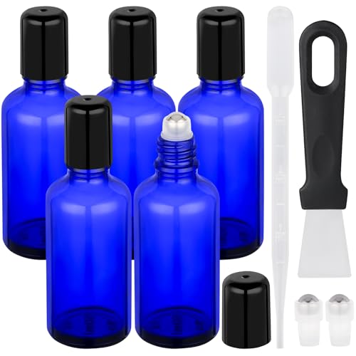 Segbeauty Glasflaschen für ätherische Öle, nachfüllbar, 5 Stück, leere Rollerballflaschen für Öl, 50 ml, blau, auslaufsicher, Parfümöle, Flasche mit Spenderwerkzeugen, Salbölflasche Segbeauty Glasflaschen für ätherische Öle, nachfüllbar, 5 Stück, leere Rollerballflaschen für Öl, 50 ml, blau, auslaufsicher, Parfümöle, Flasche mit Spenderwerkzeugen, Salbölflasche von Segbeauty