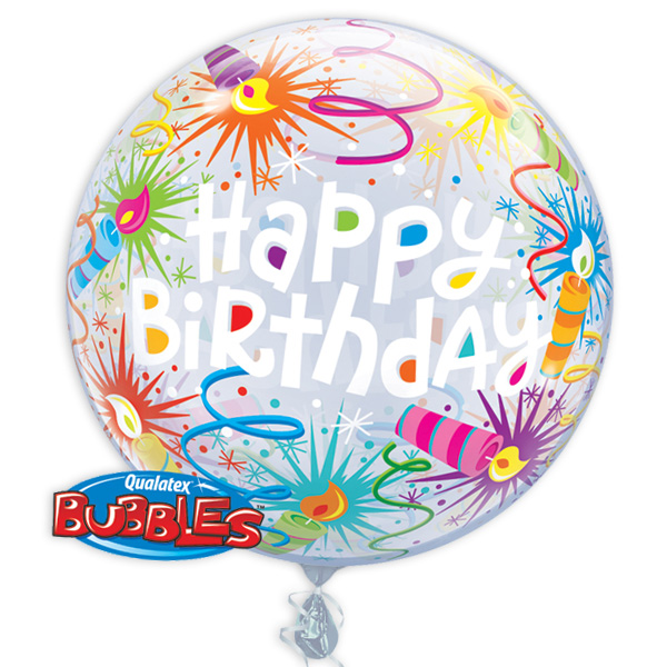 Bubble Ballon "Happy Birthday" mit Kerzen-Motiv, 56cm, heliumgeeignet von Segelken