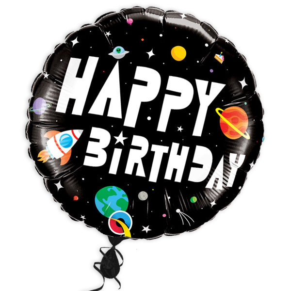 Folienballon "Happy Birthday" mit Astronautenmotiv, Ø 46cm von Segelken