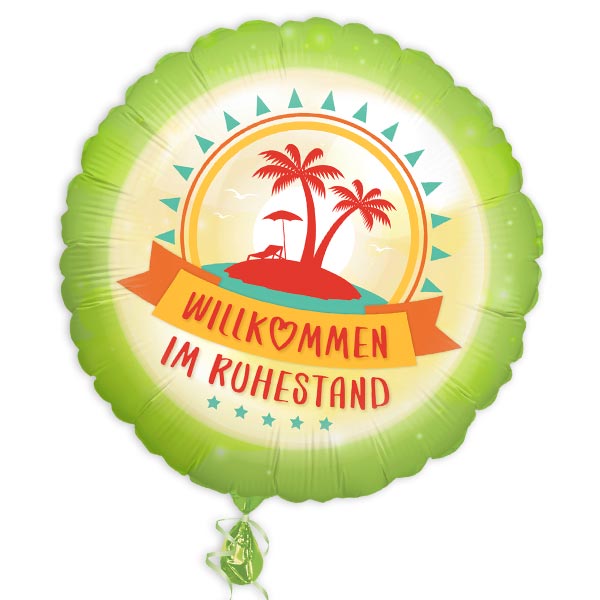 Folienballon "Wilkommen im Ruhestand" mit Urlaubs-Motiv, Ø 35cm von Segelken