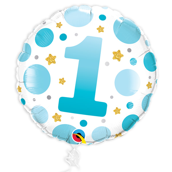 Folienballon mit Zahl 1 in Blau, zum 1. Geburtstag Junge von Segelken