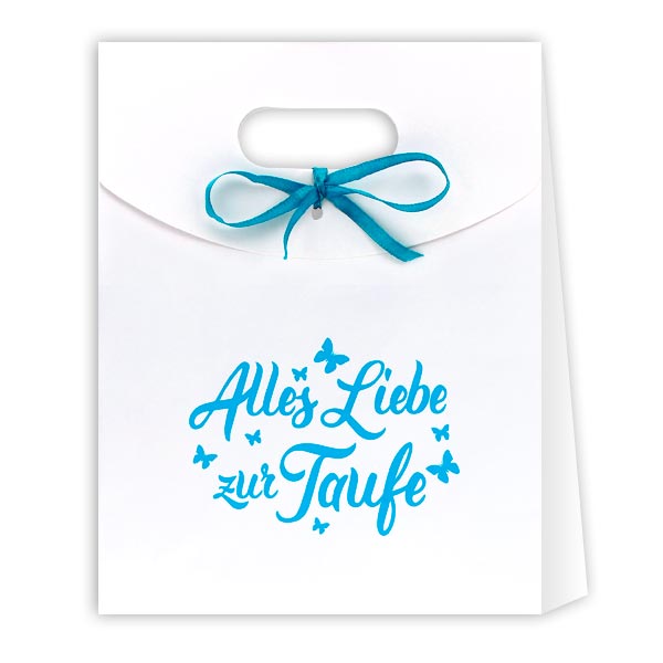 Geschenktüte, Alles Liebe zur Taufe in blau von Segelken