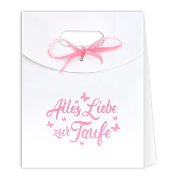 Geschenktüte, Alles Liebe zur Taufe in rosa von Segelken