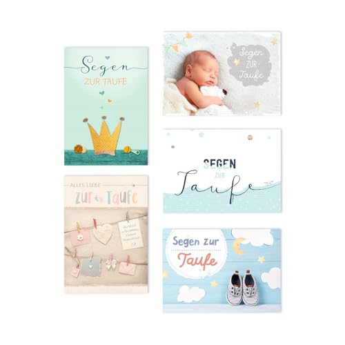 Segensart - Faltkarten-Set rechteckig - Taufe mit 5 Doppelkarten mit christlichen Sprüchen, Segenswünsche oder Bibelverse inkl. Umschläge von Segensart