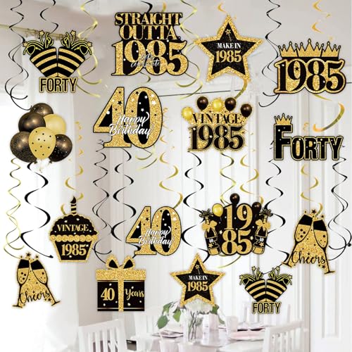 40. Geburtstag Dekorationen Mann Frau Schwarz und Gold Vintage 40. Geburtstag hängende Wirbel Party Dekorationen für Männer Frauen 40 Jahre alt Geburtstag Decke Dekorationen Hängende Geburtstag Party 40. Geburtstag Dekorationen Mann Frau Schwarz und Gold Vintage 40. Geburtstag hängende Wirbel Party Dekorationen für Männer Frauen 40 Jahre alt Geburtstag Decke Dekorationen Hängende Geburtstag Party von Seglorwy