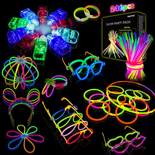 Segotendy 246PCS Knicklichter Party Set, Leuchtstäbe mit 10 Fingerlicht, Knicklichter 100 Stück Kinder, Glow Sticks für Neon Party Deko Halloween Weihnachten Silvester Deko Party Feuerwerk 2025 von Segotendy