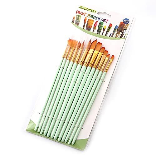 12pcs Paint Pinsel Set Kit Mehrere Medienpinsel mit Nylonhaar für Künstler Acrylaquarelle Gouache Aquarellölmalerei für großartige Kunstzeichnungsmittelzubehör von Segrehy