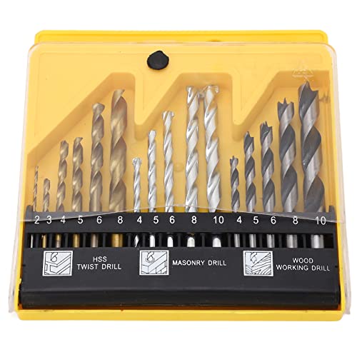 16pcs Twist Bohrer Bit Set Hochgeschwindigkeit Stahl Straight Shank Bohrbits Titan für Holzplastik -Metallbeton -Ziegelmauer DIY -Hausverbesserungsprojekte plattiert von Segrehy