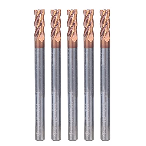4-schneidiger Hartmetall-Schaftfräser, Hochleistungs-Spiral-CNC-Fräser-Bit für Edelstahl, legierten Stahl, Gusseisen, Aluminium, Kupfer, Wolframstahl, Nanobeschichtung, 4 mm (5pcs) von Segrehy