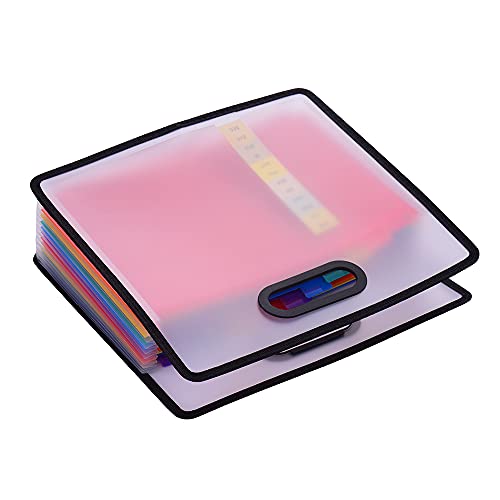 Akkordeianer Aktenorganisator Erweitert Dateiordner A4 Papieranmeldungsschrank 12 Taschen Regenbogenfarbener tragbarer Quittungsorganisator mit Dateihandbuch und Etikettenkarten von Segrehy