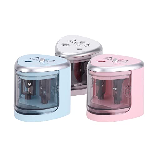 Automatische Elektrostift -Spitzer batteriebetriebene Dual -Loch -Design 6 12 mm einstellbar sicher effizient für Schulbüro Schüler Blaues Kunststoff Compact 7 5 cm (Silber) von Segrehy