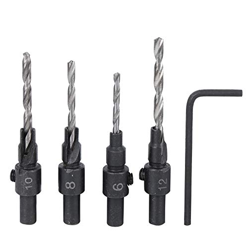 Countersink -Bohrer Bit Set 4PCS Hochwertige Kohlenstoffstahl -Verstellbare Holzbearbeitungsbohrgeräte mit Schraubenschlüssel für professionelle Holzarbeiter DIY -Enthusiasten von Segrehy