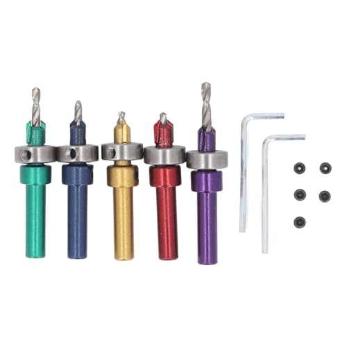 Countersink -Bohrer Bit Set 5pcs Legierung Stahl Holzbearbeitungslochschneider mit Tiefenstopp für genaue Bohrungen in Holzplastik und anderen Materialien Countersink -Bohrer Bit Set 5pcs Legierung Stahl Holzbearbeitungslochschneider mit Tiefenstopp für genaue Bohrungen in Holzplastik und anderen Materialien von Segrehy