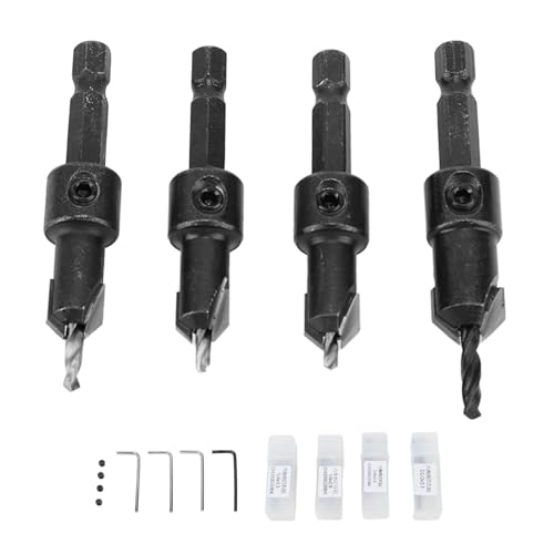 Counterunk Bohrer Bit Hex Shank zementiertes Carbide einstellbarer Counterunk -Bohrer für Holzbearbeitungsprojekte 4pcs mit Aufbewahrungspatrone von Segrehy