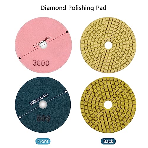 Diamant-Polierpads, 14-teiliges Set, 4 Zoll, nass und trocken, hocheffizient, scharfes Schleifen, schnelles Glasieren, hohe Leuchtkraft für Granit, Beton, Marmor, Boden, von Segrehy